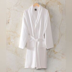 Turkish Cotton Robe Waffle White Oeko TEX Luxury Men women Free slipper READ